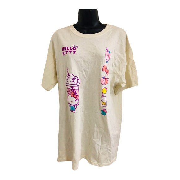 Hello‎ Kitty cream relaxed fit graphic print ice cream shop t-shirt size large - Picture 1 of 16